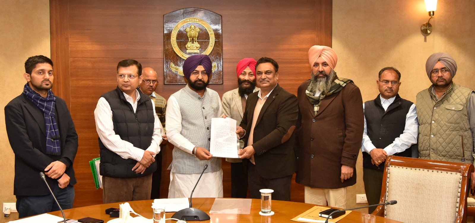 REVENUE MINISTER HARDEEP SINGH MUNDIAN HANDS OVER PROMOTION LETTERS TO 16 PROMOTEE NAIB TEHSILDARS