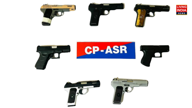 Amritsar Arms Smuggling: अमृतसर में 7 पिस्तौलें के साथ हथियारों तस्करी गिरोह के 4 आरोपि गिरफ्तार, सोशल मीडिया से पाकिस्तानी तस्करों से था संपर्क