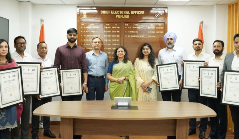 To acknowledge and encourage excellence in electoral management, the Chief Electoral Officer, Punjab, Anindita Mitra, I